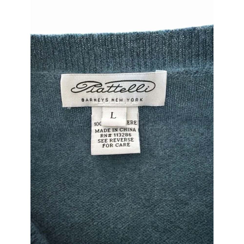 Piattelli Barneys New York Men’s 100% Cashmere‎ V-Neck Sweater Size L Blue Teal